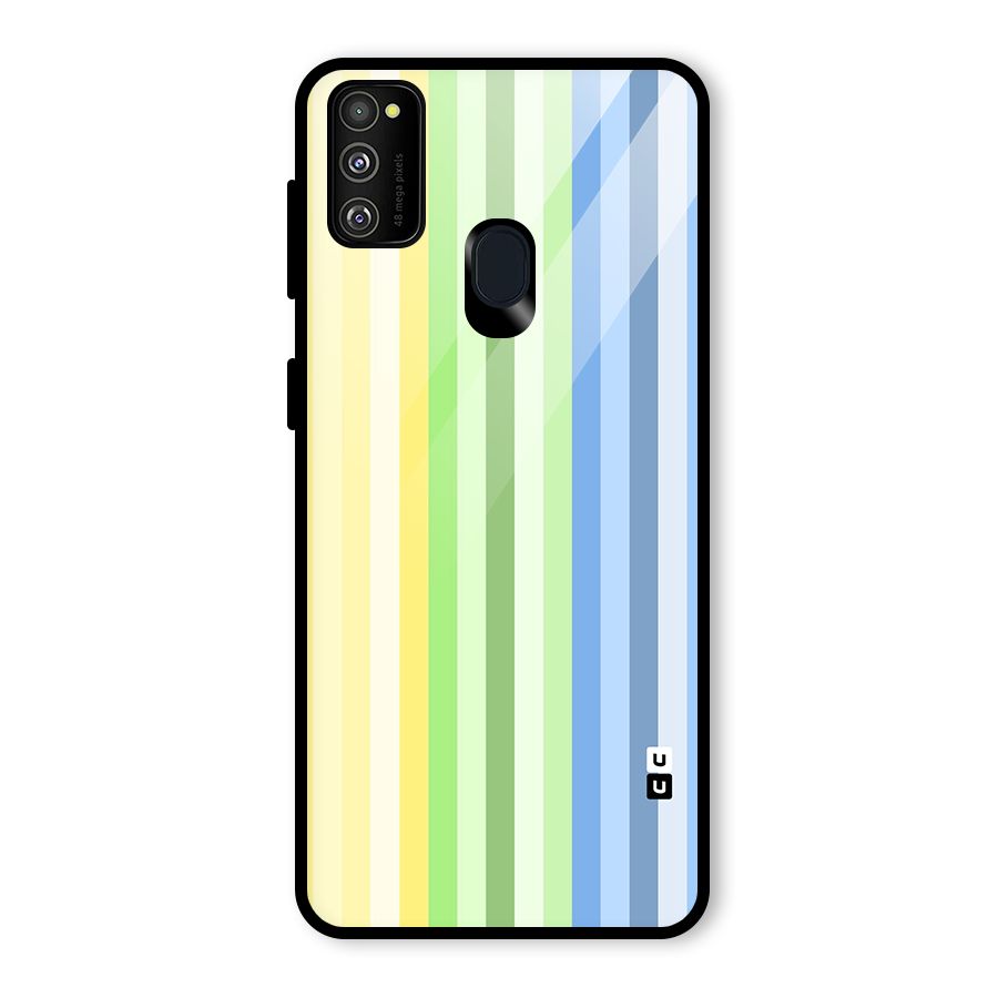 Minimal Pastel Shades Stripes Glass Back Case for Galaxy M21
