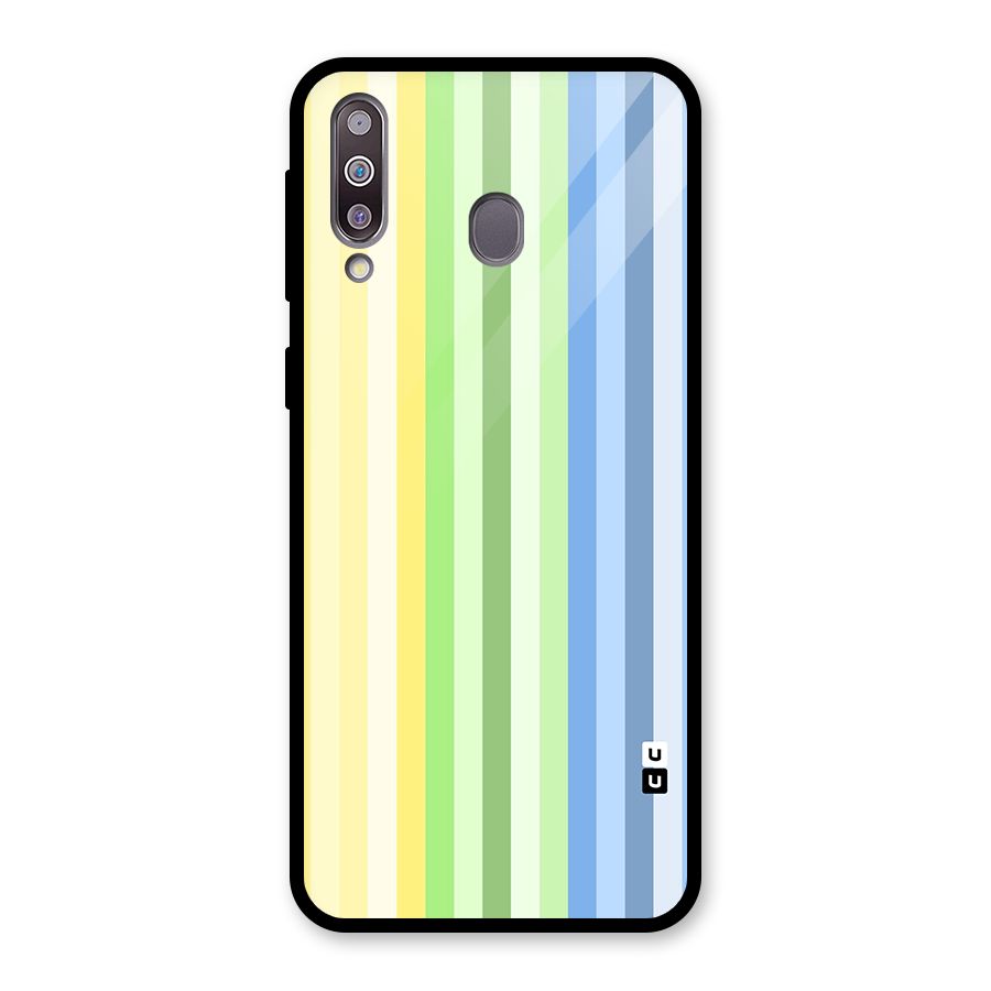Minimal Pastel Shades Stripes Glass Back Case for Galaxy M30