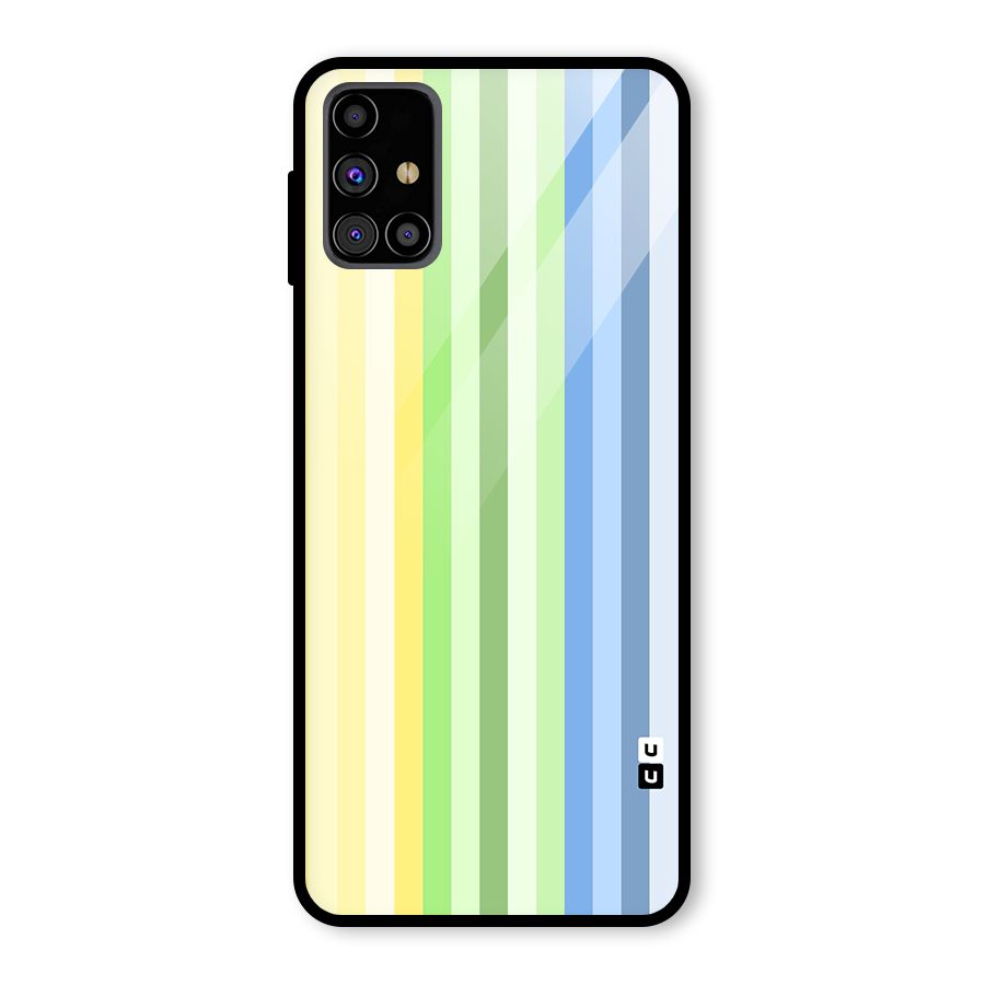 Minimal Pastel Shades Stripes Glass Back Case for Galaxy M31s