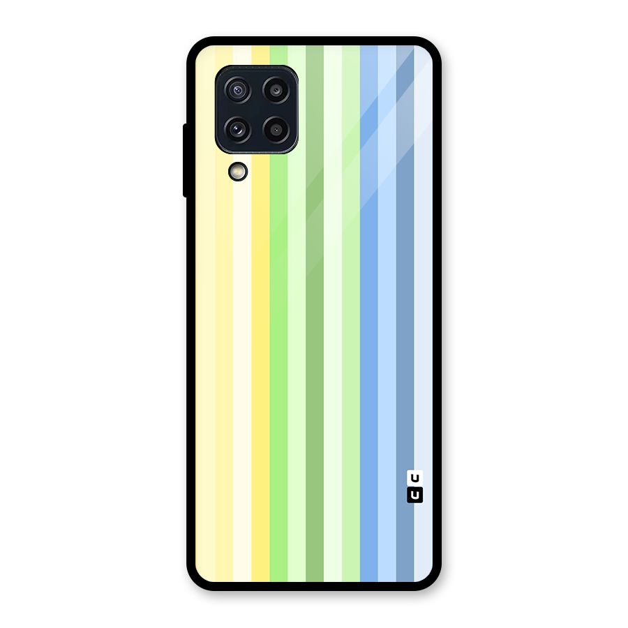 Minimal Pastel Shades Stripes Glass Back Case for Galaxy M32