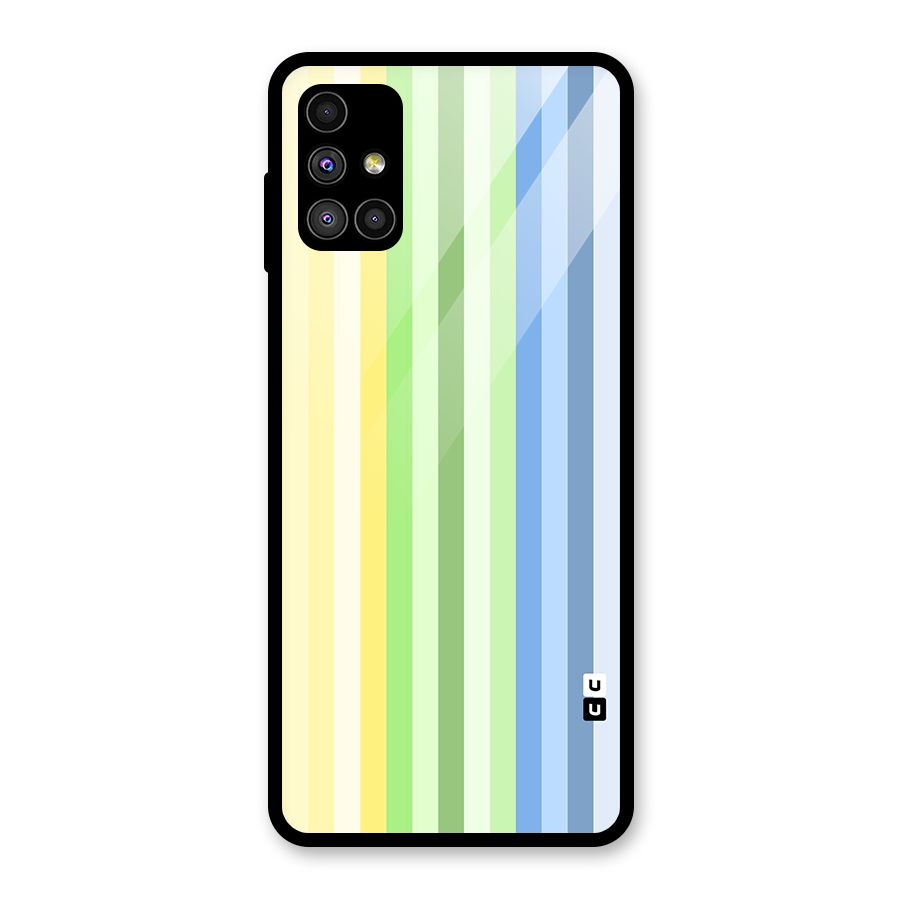 Minimal Pastel Shades Stripes Glass Back Case for Galaxy M51