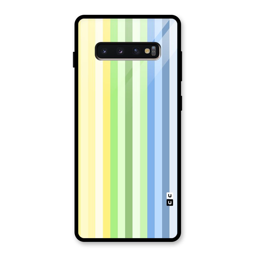 Minimal Pastel Shades Stripes Glass Back Case for Galaxy S10 Plus