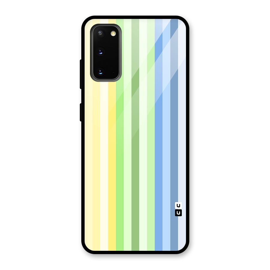 Minimal Pastel Shades Stripes Glass Back Case for Galaxy S20