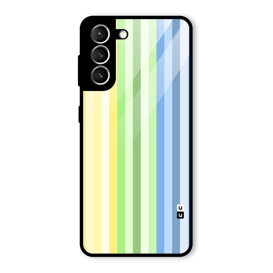 Minimal Pastel Shades Stripes Glass Back Case for Galaxy S21 5G