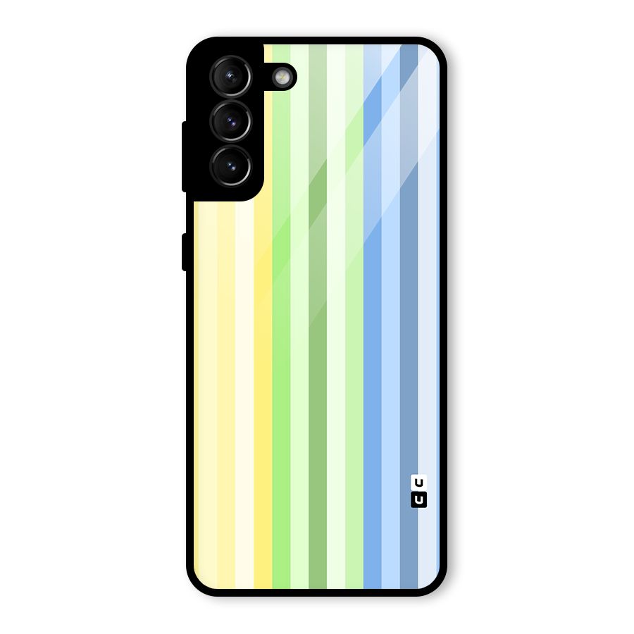 Minimal Pastel Shades Stripes Glass Back Case for Galaxy S21 Plus