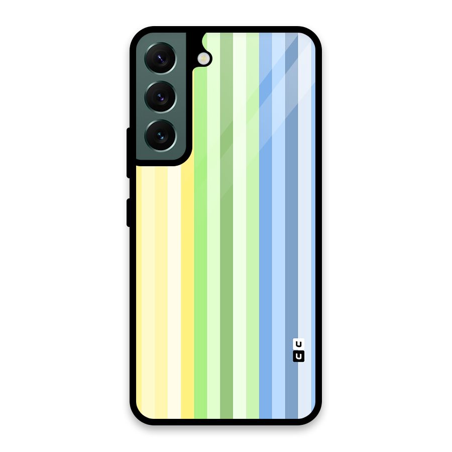 Minimal Pastel Shades Stripes Glass Back Case for Galaxy S22 5G