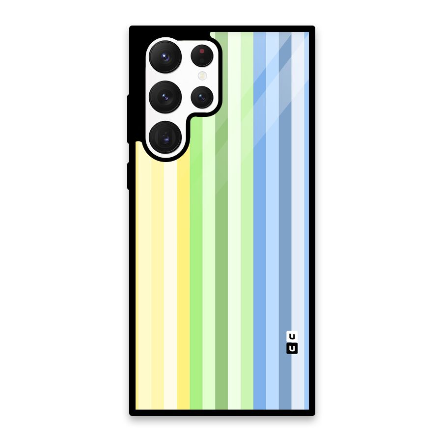 Minimal Pastel Shades Stripes Glass Back Case for Galaxy S22 Ultra 5G