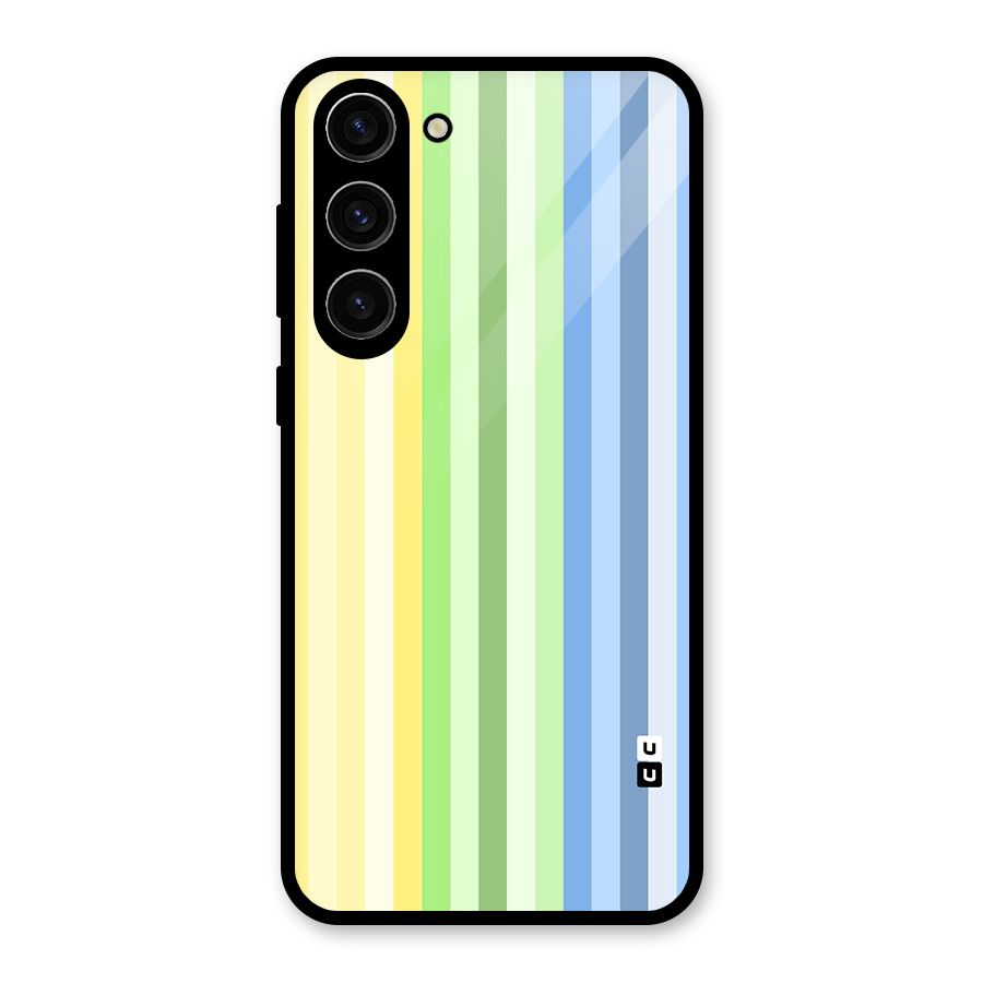 Minimal Pastel Shades Stripes Glass Back Case for Galaxy S23 Plus