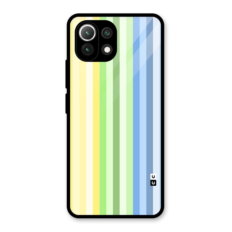 Minimal Pastel Shades Stripes Glass Back Case for Mi 11 Lite