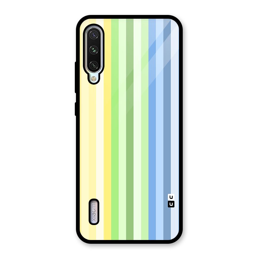 Minimal Pastel Shades Stripes Glass Back Case for Mi A3