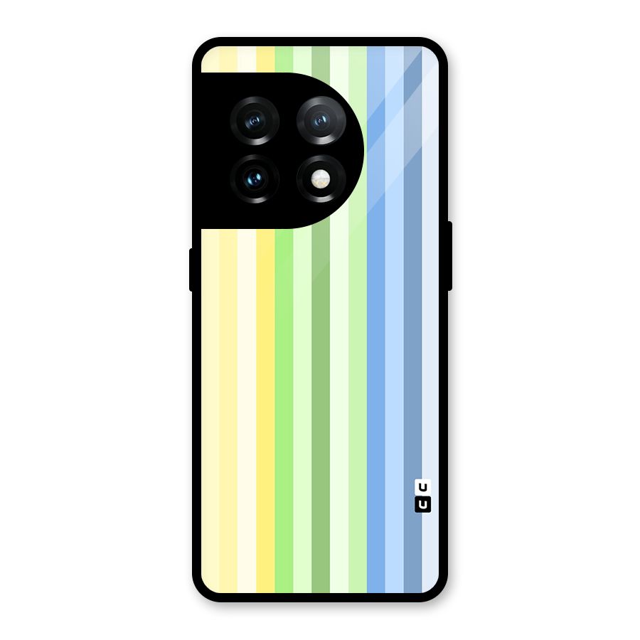 Minimal Pastel Shades Stripes Glass Back Case for OnePlus 11