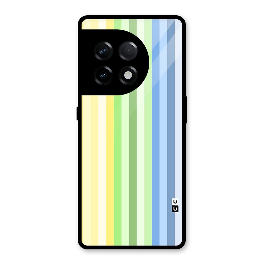 Minimal Pastel Shades Stripes Glass Back Case for OnePlus 11R