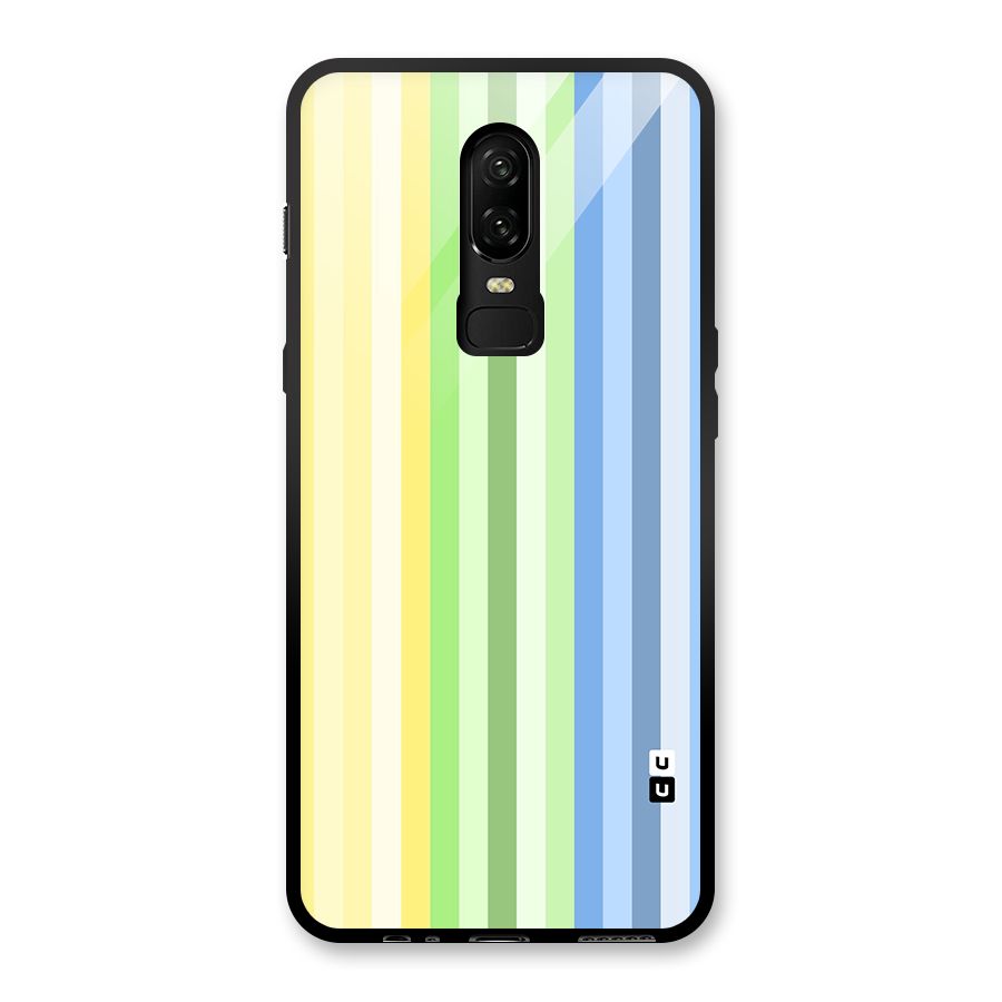 Minimal Pastel Shades Stripes Glass Back Case for OnePlus 6