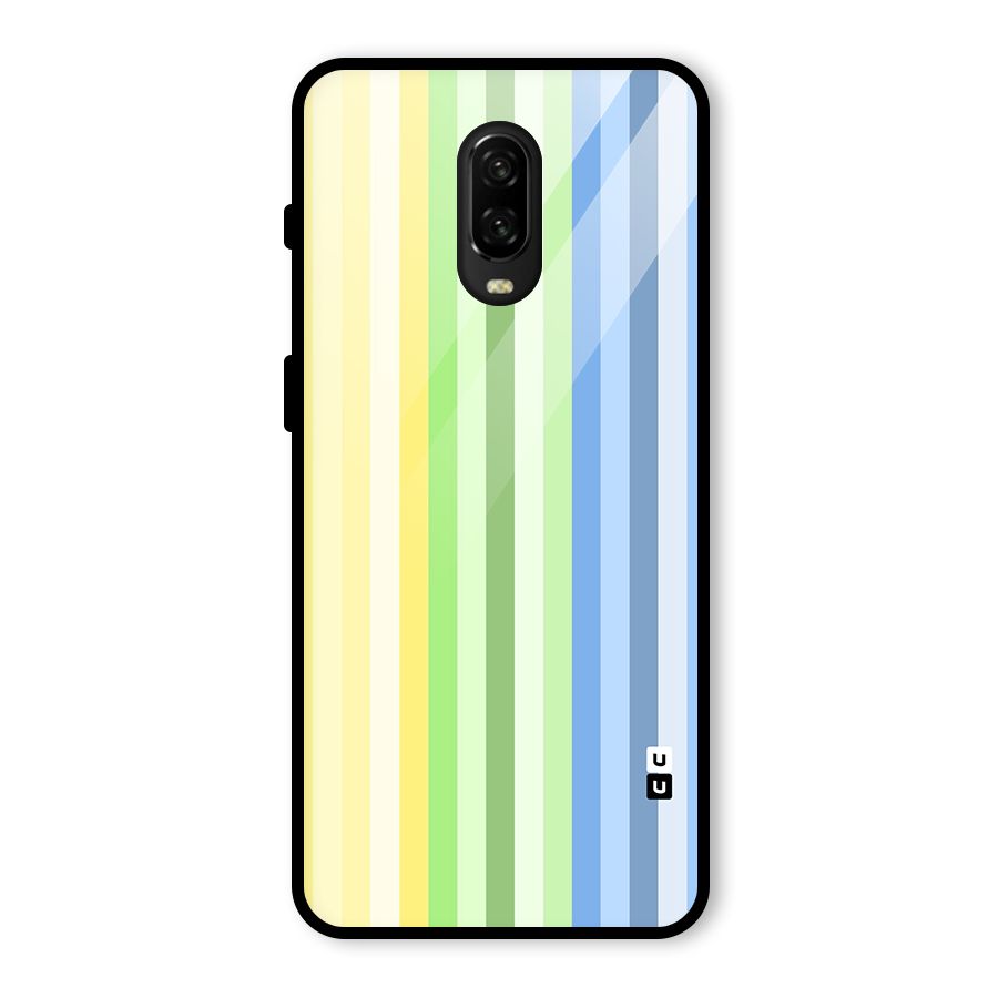 Minimal Pastel Shades Stripes Glass Back Case for OnePlus 6T