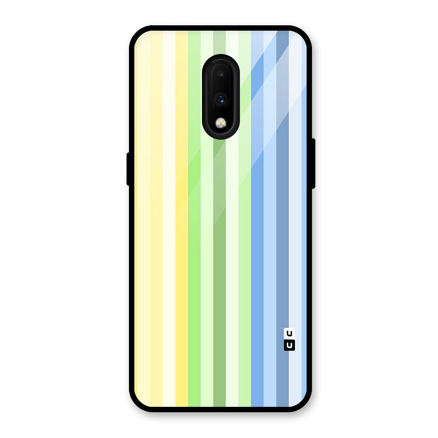 Minimal Pastel Shades Stripes Glass Back Case for OnePlus 7