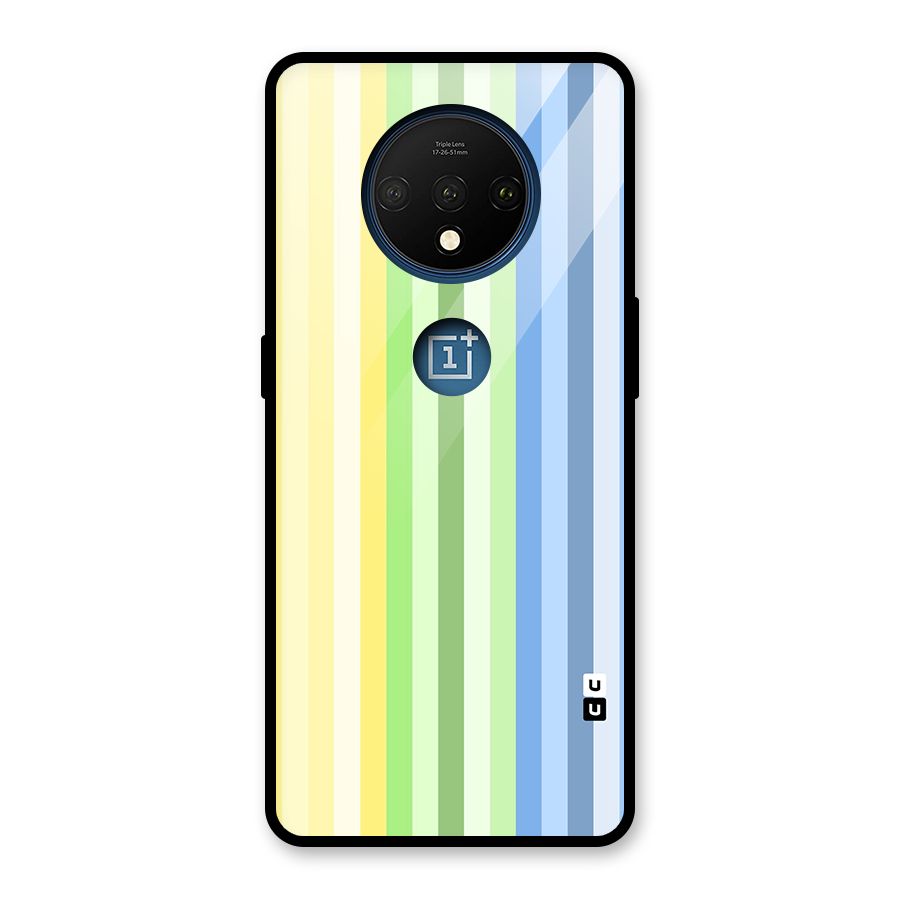 Minimal Pastel Shades Stripes Glass Back Case for OnePlus 7T
