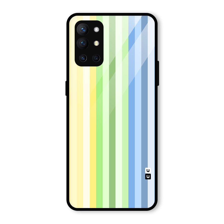 Minimal Pastel Shades Stripes Glass Back Case for OnePlus 9R
