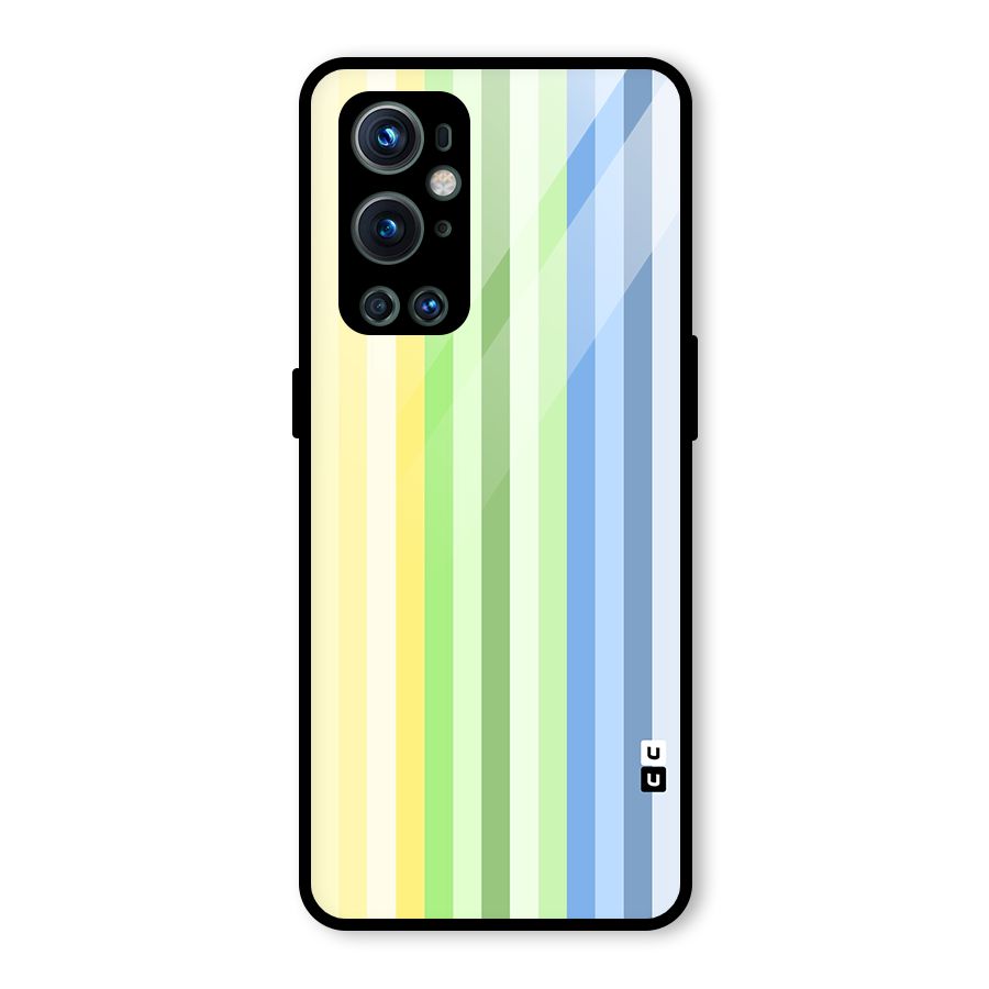 Minimal Pastel Shades Stripes Glass Back Case for OnePlus 9 Pro