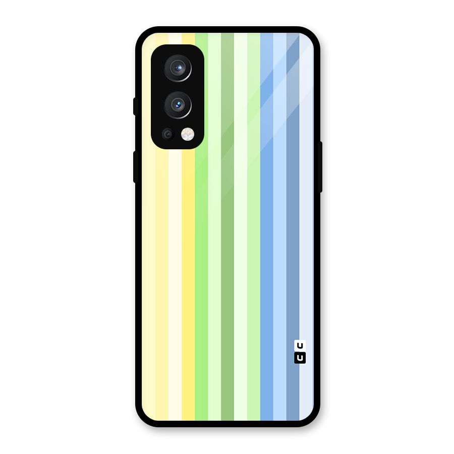 Minimal Pastel Shades Stripes Glass Back Case for OnePlus Nord 2 5G