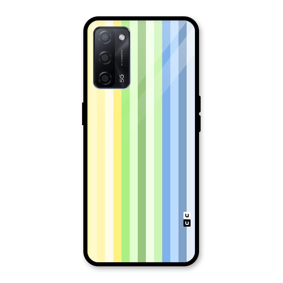 Minimal Pastel Shades Stripes Glass Back Case for Oppo A53s 5G