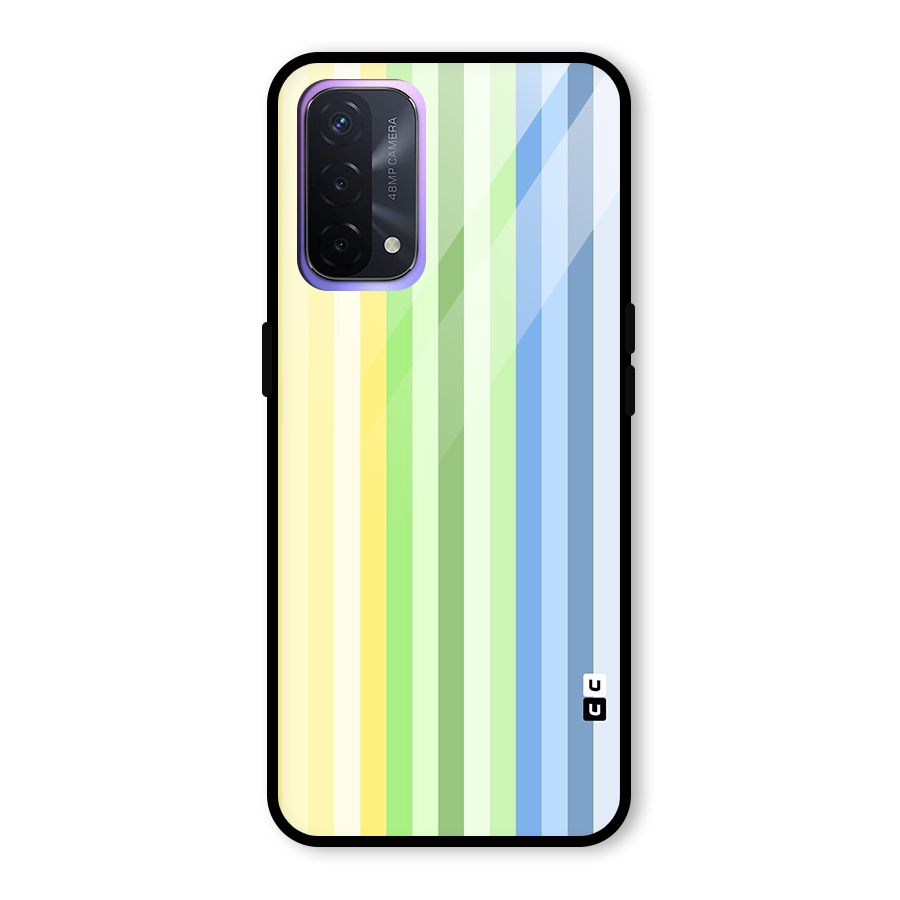 Minimal Pastel Shades Stripes Glass Back Case for Oppo A74 5G