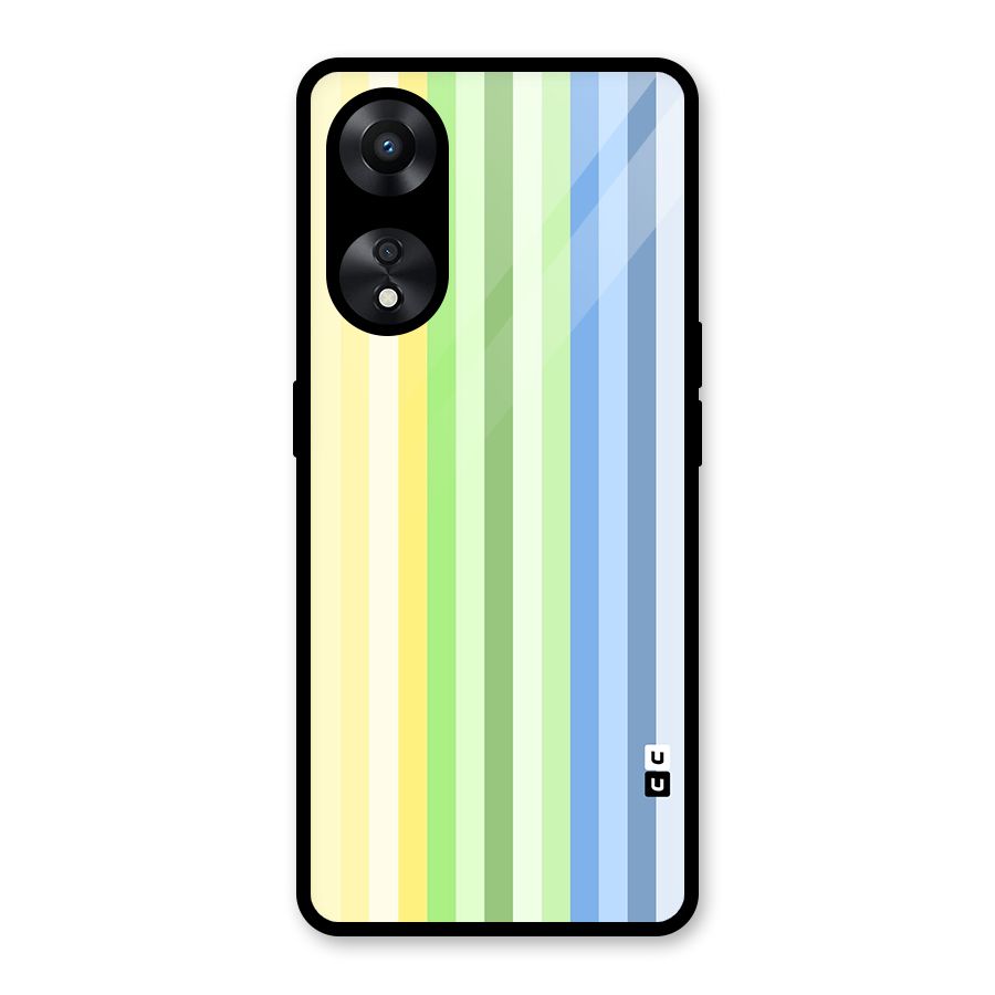 Minimal Pastel Shades Stripes Glass Back Case for Oppo A78
