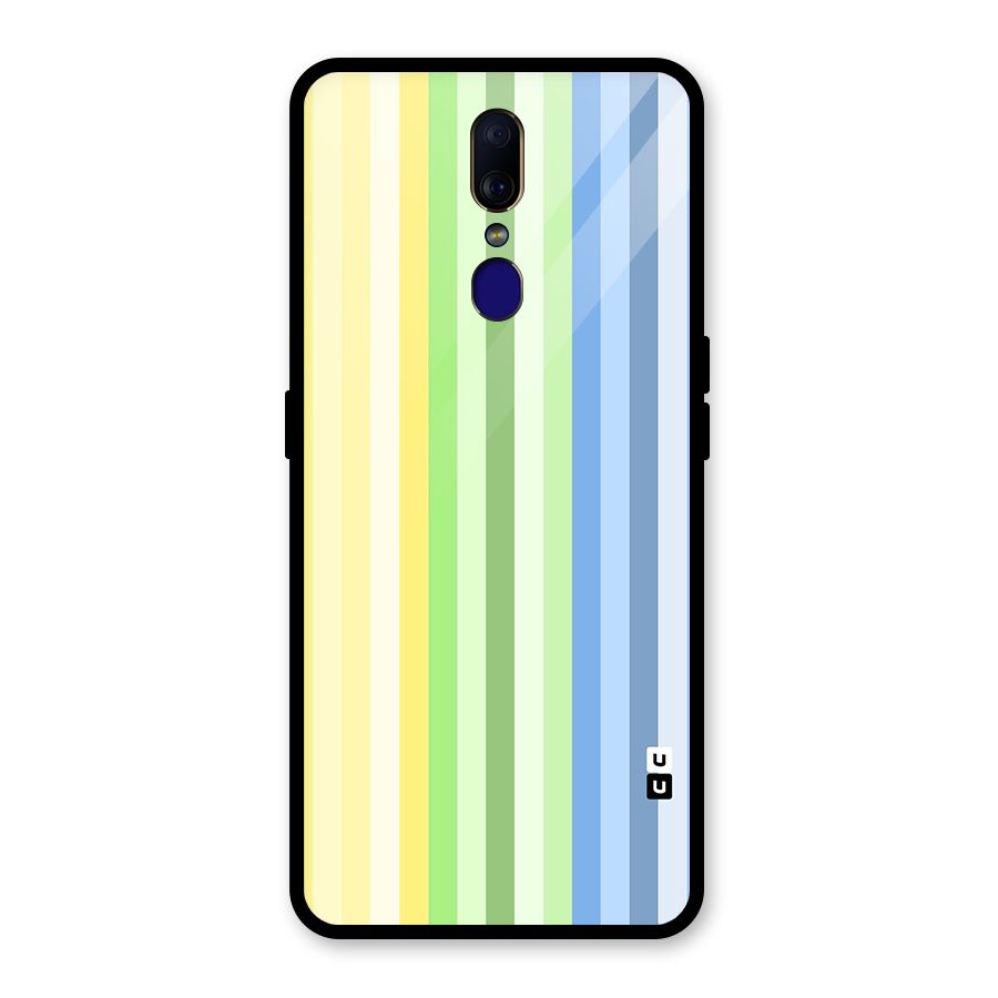 Minimal Pastel Shades Stripes Glass Back Case for Oppo F11