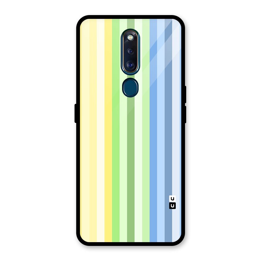 Minimal Pastel Shades Stripes Glass Back Case for Oppo F11 Pro