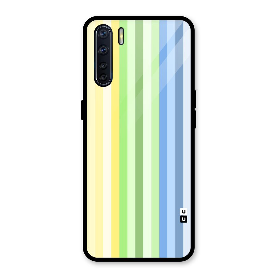 Minimal Pastel Shades Stripes Glass Back Case for Oppo F15