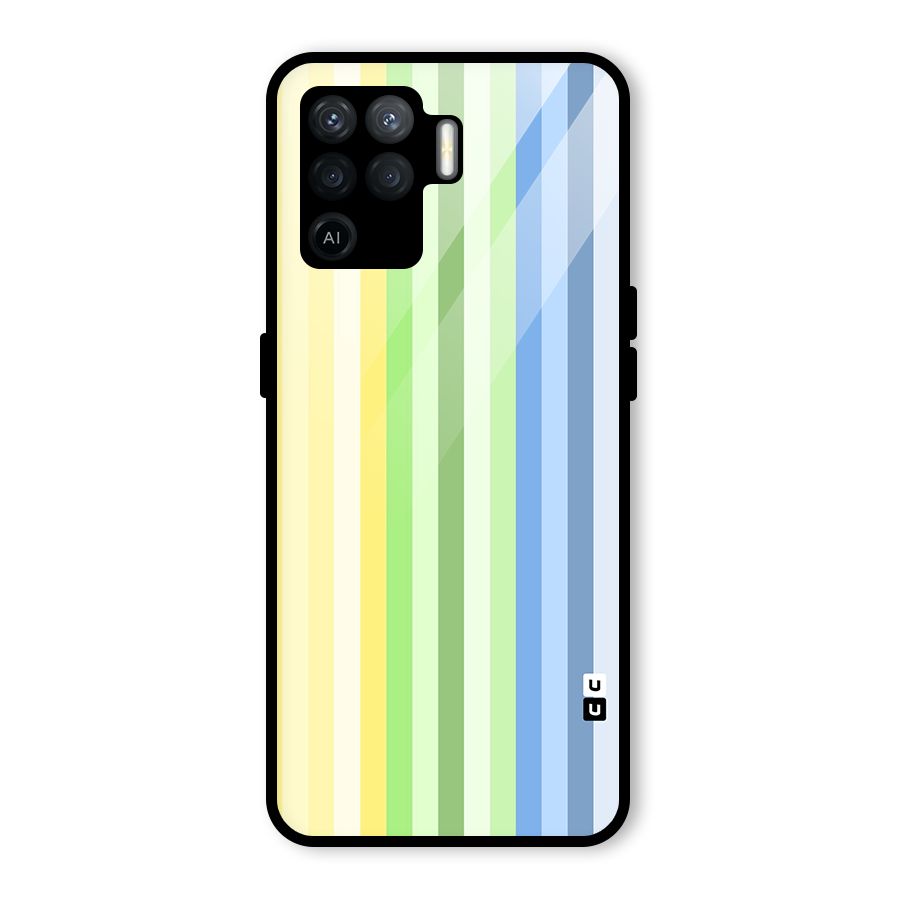 Minimal Pastel Shades Stripes Glass Back Case for Oppo F19 Pro