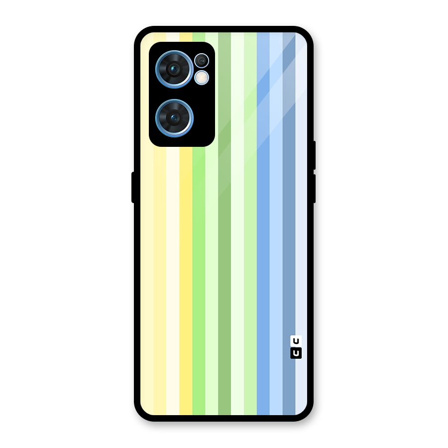Minimal Pastel Shades Stripes Glass Back Case for Oppo Reno7 5G