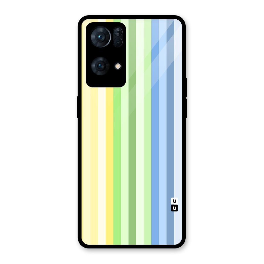 Minimal Pastel Shades Stripes Glass Back Case for Oppo Reno7 Pro 5G