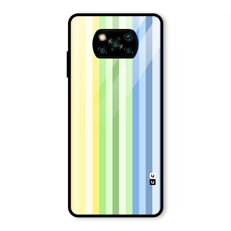 Minimal Pastel Shades Stripes Glass Back Case for Poco X3 Pro
