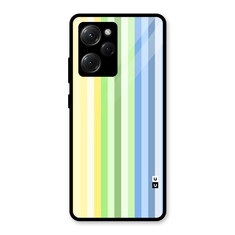 Minimal Pastel Shades Stripes Glass Back Case for Poco X5 Pro