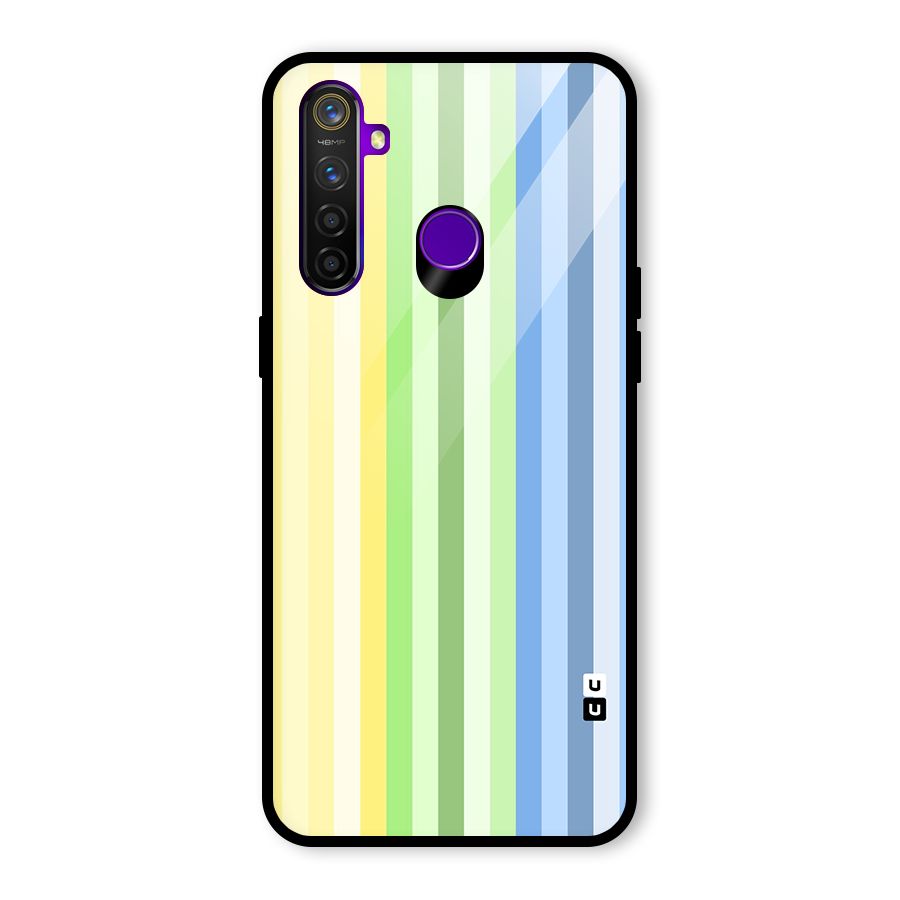 Minimal Pastel Shades Stripes Glass Back Case for Realme 5 Pro