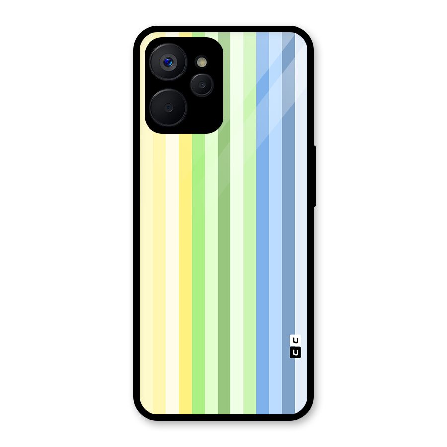 Minimal Pastel Shades Stripes Glass Back Case for Realme 9i 5G