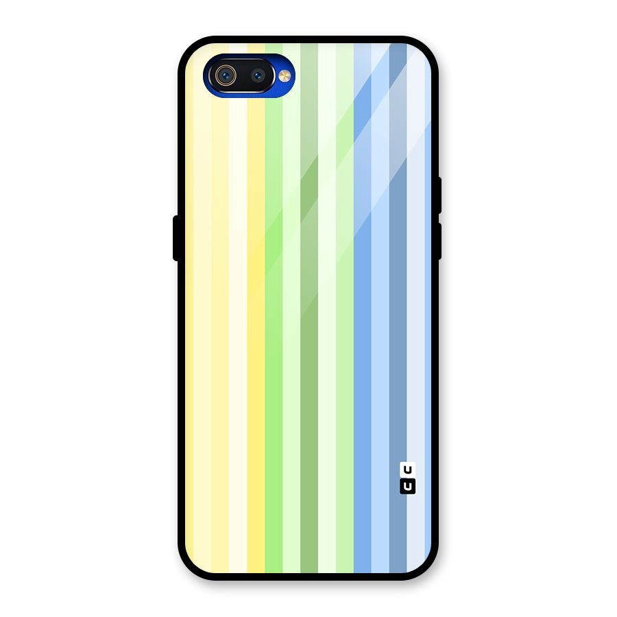 Minimal Pastel Shades Stripes Glass Back Case for Realme C2