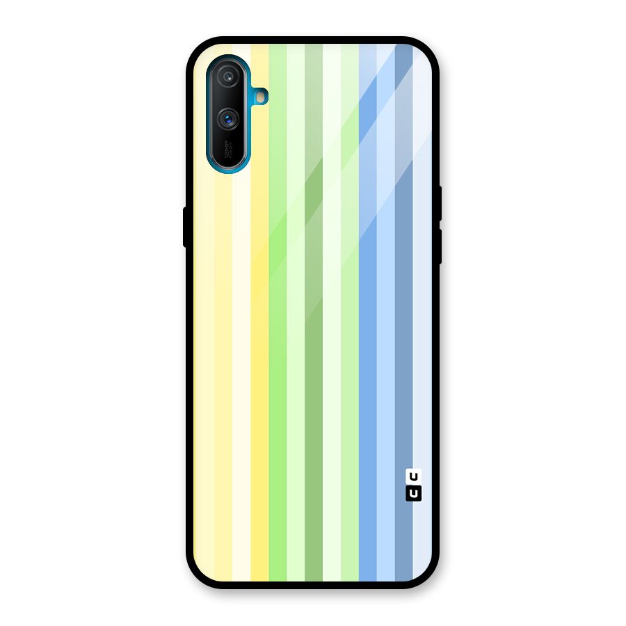 Minimal Pastel Shades Stripes Glass Back Case for Realme C3