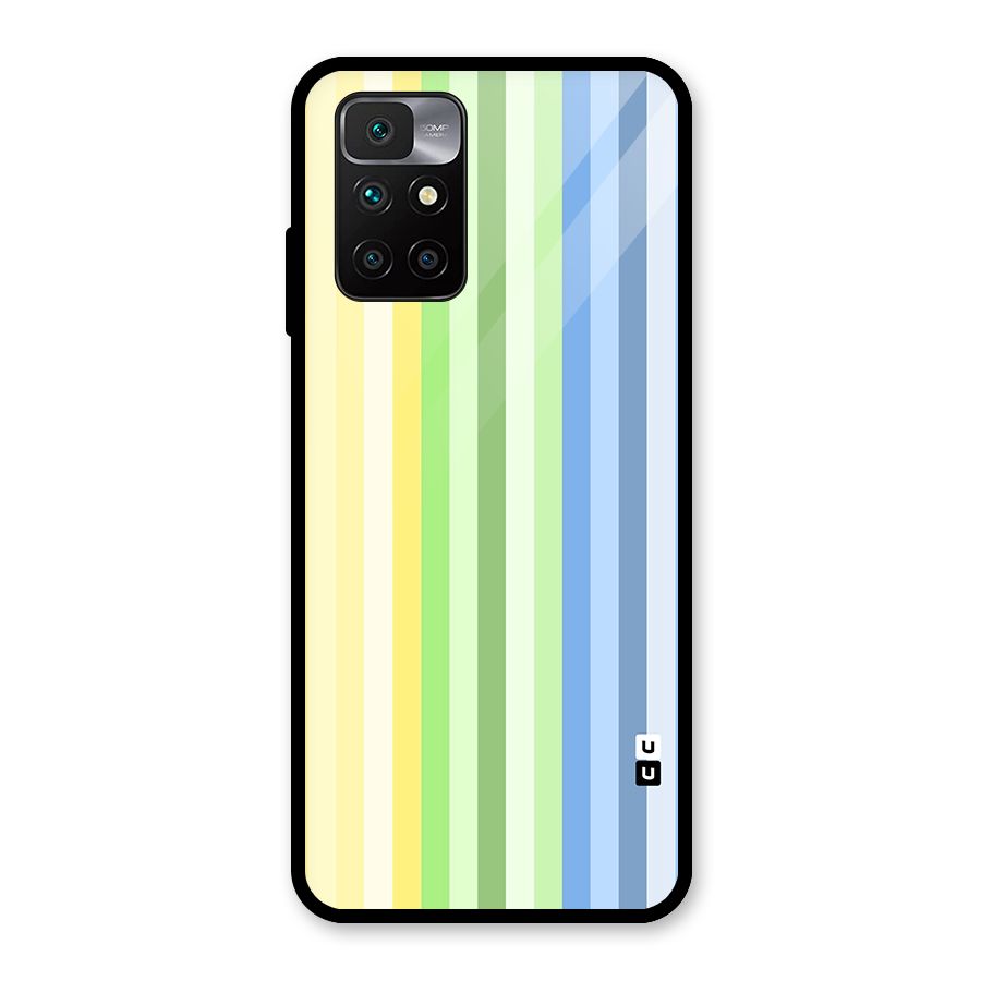 Minimal Pastel Shades Stripes Glass Back Case for Redmi 10 Prime