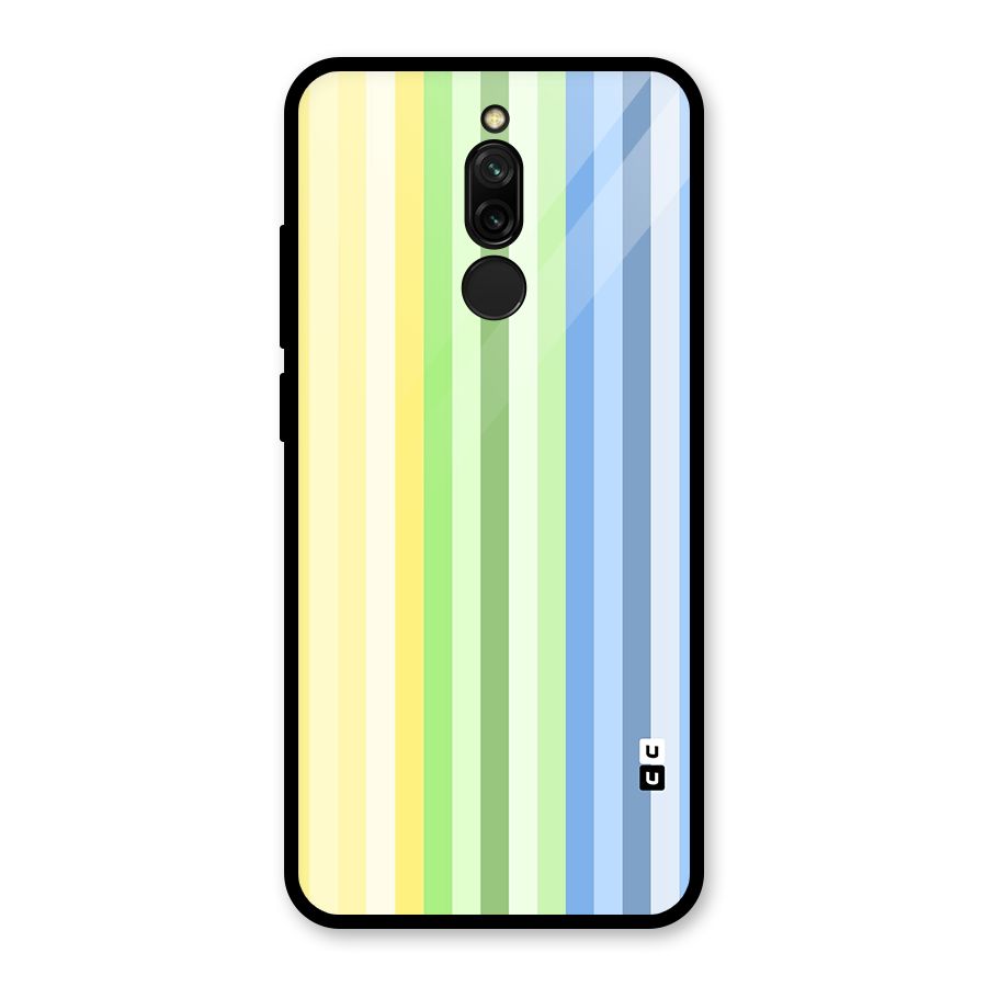 Minimal Pastel Shades Stripes Glass Back Case for Redmi 8