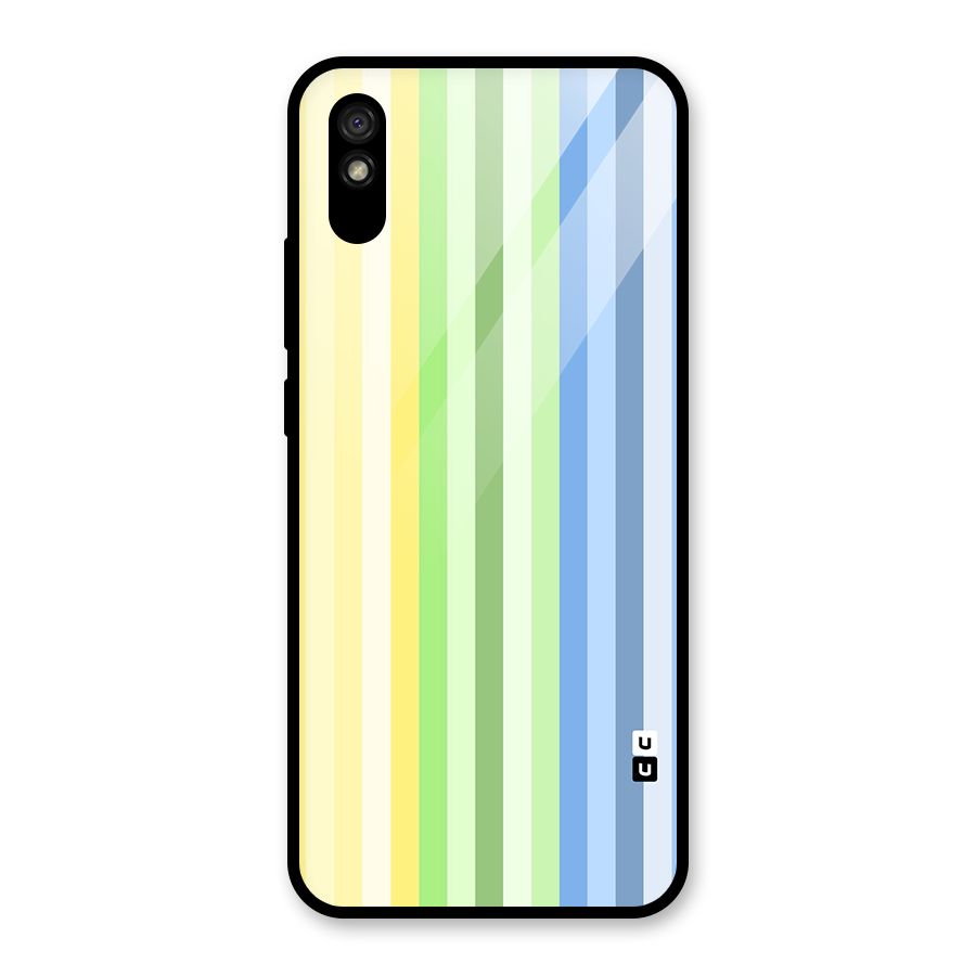 Minimal Pastel Shades Stripes Glass Back Case for Redmi 9A