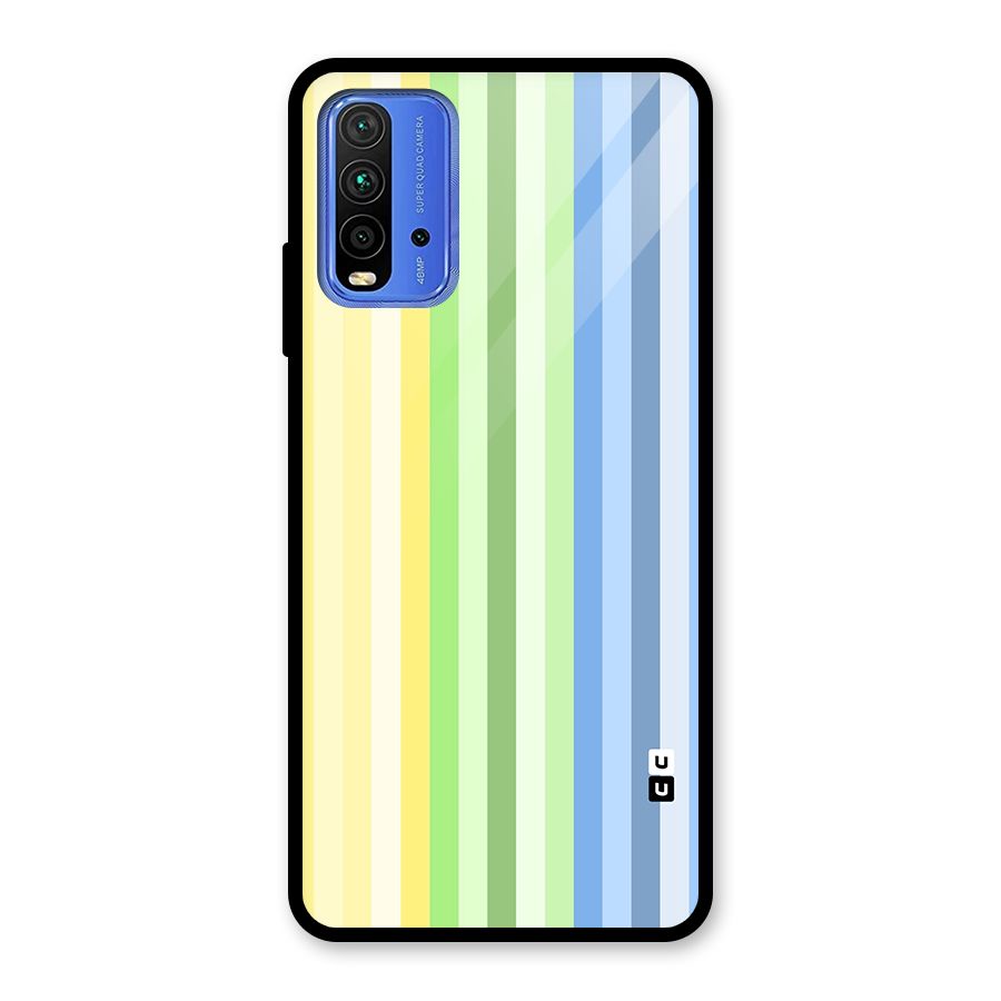 Minimal Pastel Shades Stripes Glass Back Case for Redmi 9 Power