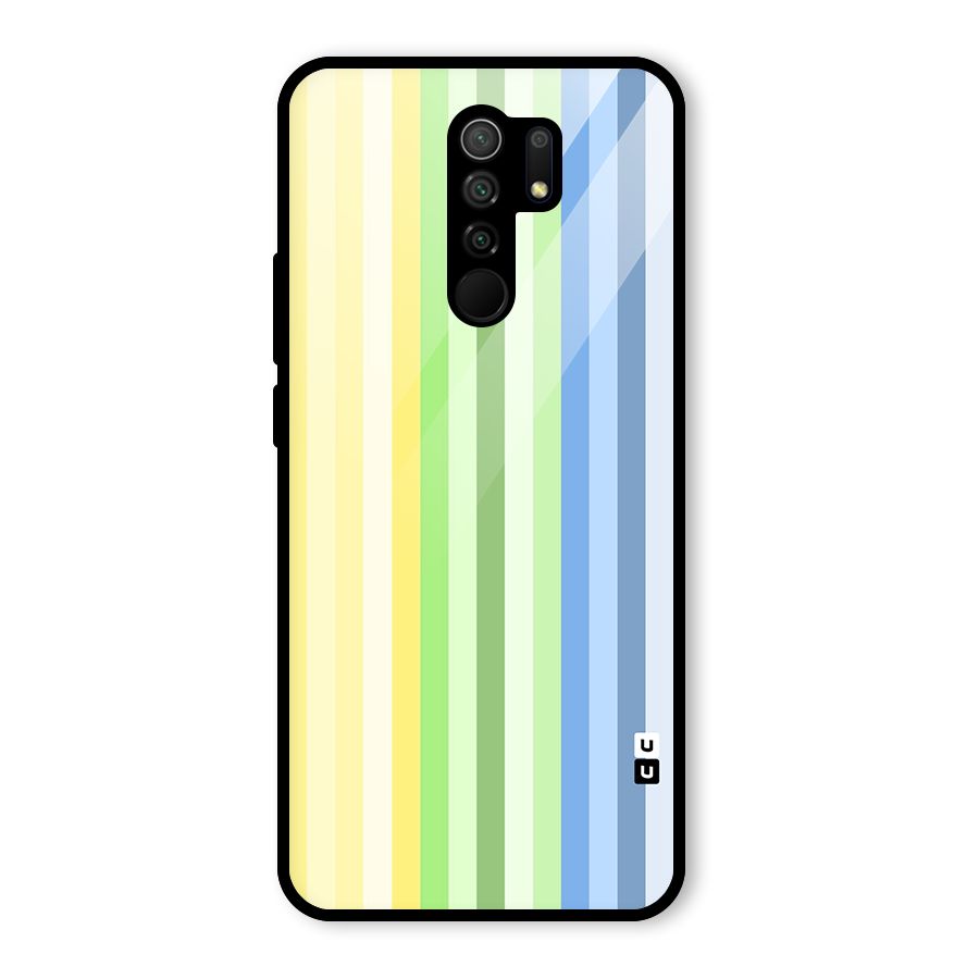 Minimal Pastel Shades Stripes Glass Back Case for Redmi 9 Prime