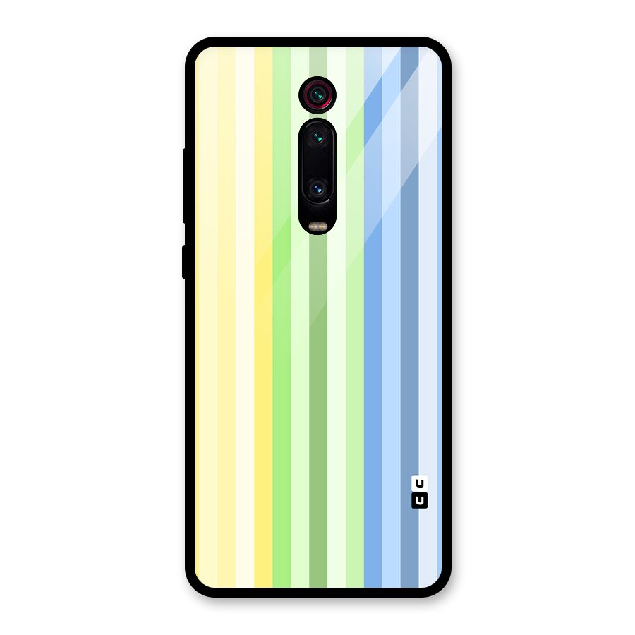 Minimal Pastel Shades Stripes Glass Back Case for Redmi K20 Pro