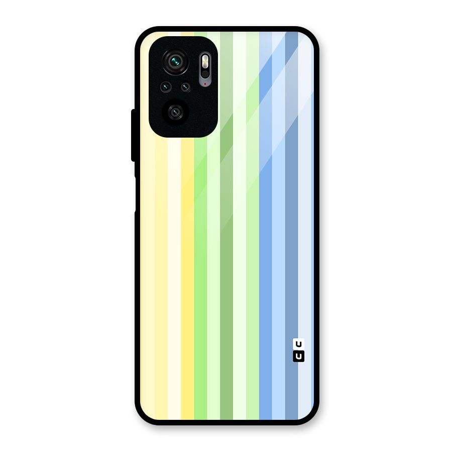 Minimal Pastel Shades Stripes Glass Back Case for Redmi Note 10S