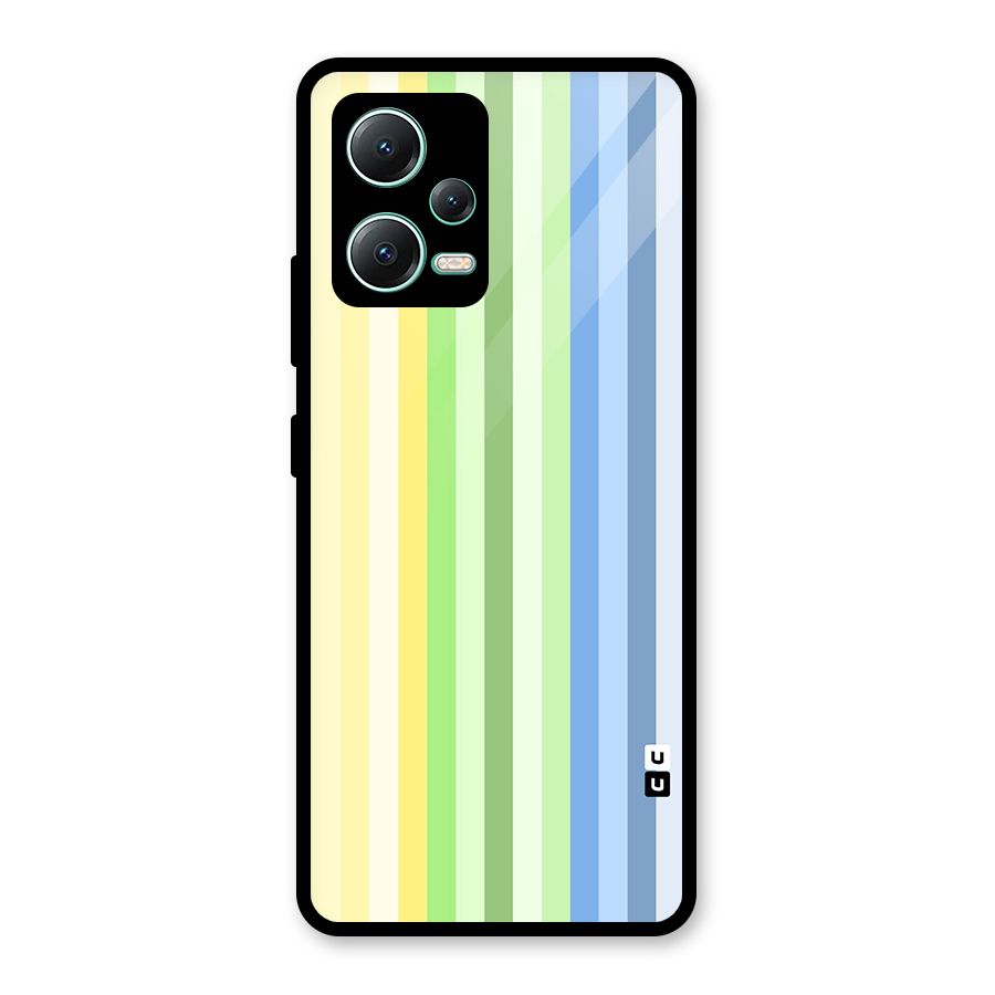 Minimal Pastel Shades Stripes Glass Back Case for Redmi Note 12 5G