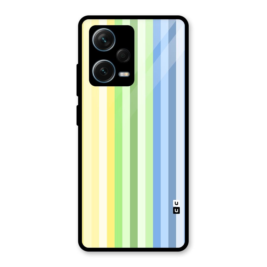 Minimal Pastel Shades Stripes Glass Back Case for Redmi Note 12 Pro Plus 5G