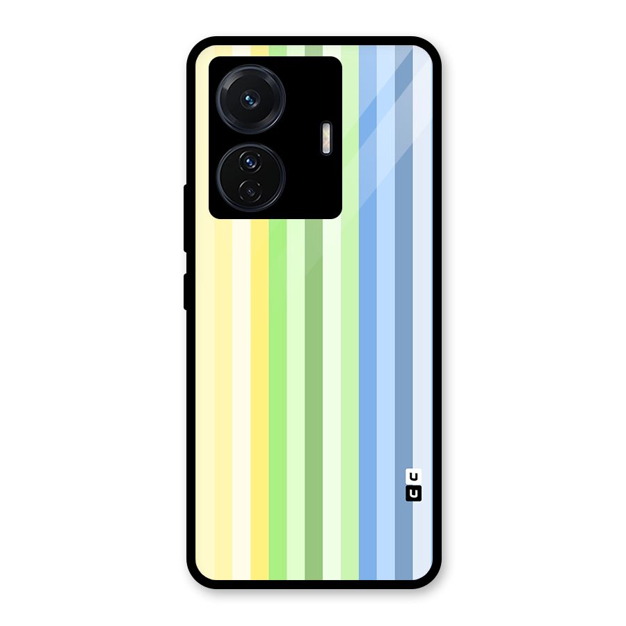 Minimal Pastel Shades Stripes Glass Back Case for Vivo T1 Pro
