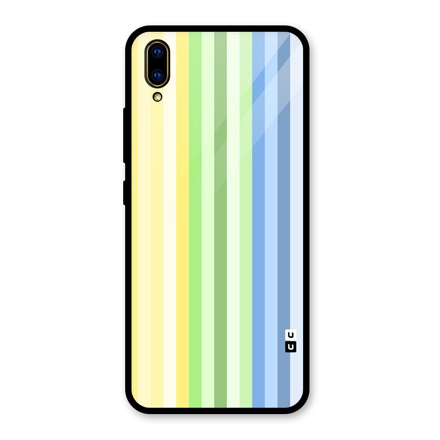 Minimal Pastel Shades Stripes Glass Back Case for Vivo V11 Pro