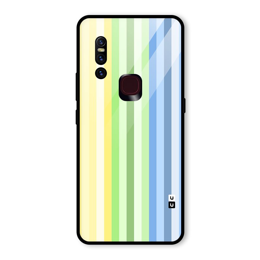 Minimal Pastel Shades Stripes Glass Back Case for Vivo V15